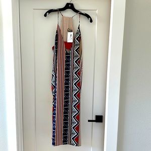 Striped pattern midi dress
